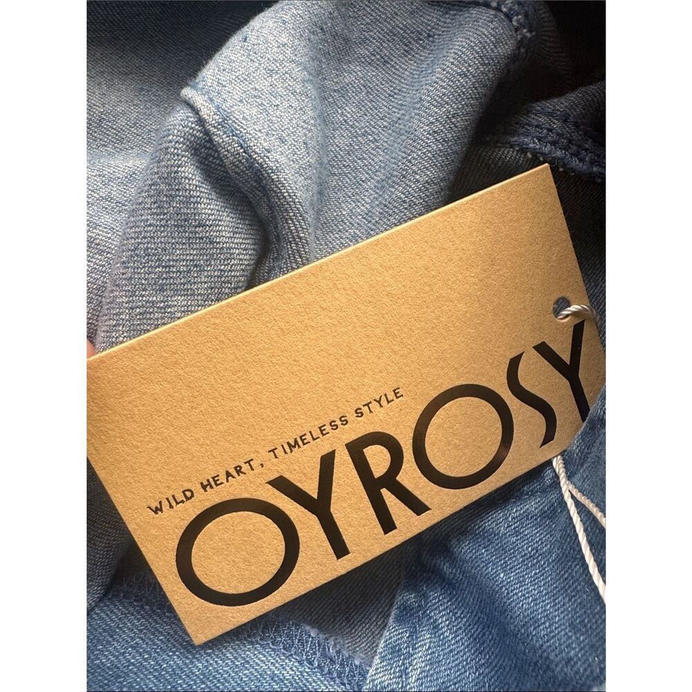 OYROSY V-neck Single-breasted Side-slit Denim Long-sleeved Maxi Dress NWT S - Picture 4 of 5
